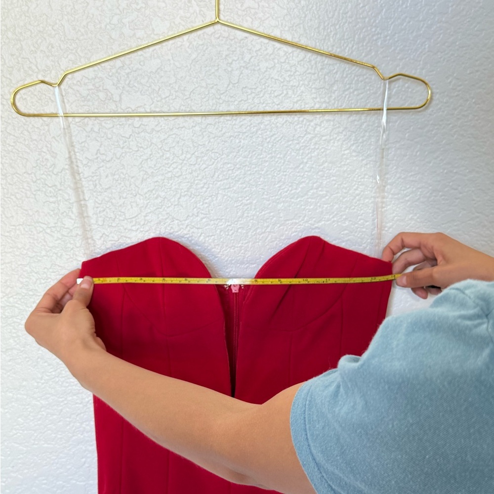 House of CB Red Strapless Corset Crop Top - Picture 4 of 6
